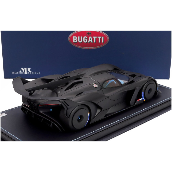 MR MODELS BUGATTI BOLIDE W16.4 8.0 FOUR-TURBO 1850hp 500km/h 2020 - CON VETRINA - WITH SHOWCASE - MATT CARBON 1/18