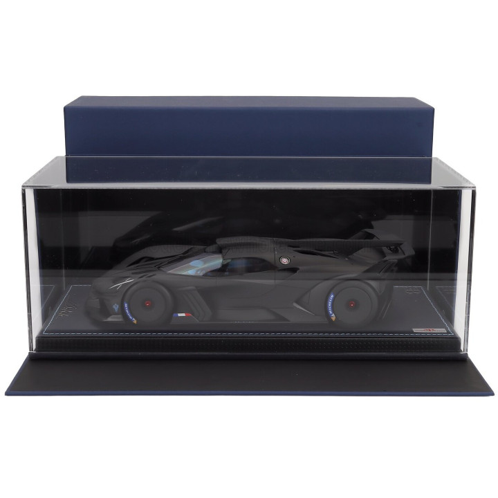 MR MODELS BUGATTI BOLIDE W16.4 8.0 FOUR-TURBO 1850hp 500km/h 2020 - CON VETRINA - WITH SHOWCASE - MATT CARBON 1/18