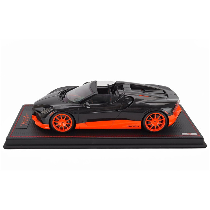 MR MODELS BUGATTI MISTRAL W16 WORLD RECORD CONFIGURATION 2023 - CON VETRINA - WITH SHOWCASE - BLACK ORANGE FLUO 1/18