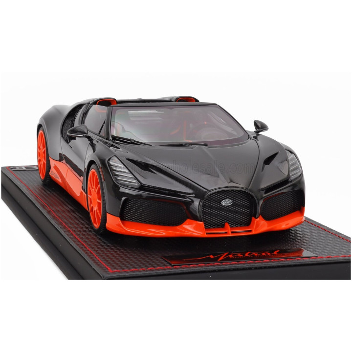 MR MODELS BUGATTI MISTRAL W16 WORLD RECORD CONFIGURATION 2023 - CON VETRINA - WITH SHOWCASE - BLACK ORANGE FLUO 1/18