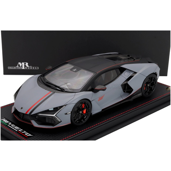 MR MODELS LAMBORGHINI REVUELTO NA63 2026 - CON VETRINA - WITH SHOWCASE - GRIGIO ACHESO - GREY ORANGE 1/18