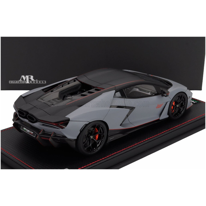MR MODELS LAMBORGHINI REVUELTO NA63 2026 - CON VETRINA - WITH SHOWCASE - GRIGIO ACHESO - GREY ORANGE 1/18