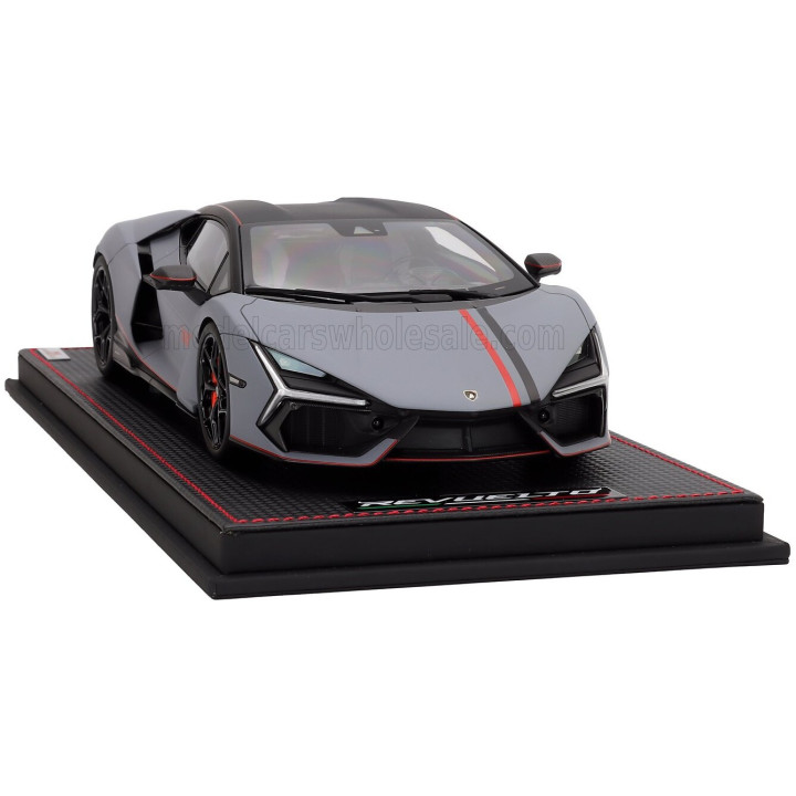 MR MODELS LAMBORGHINI REVUELTO NA63 2026 - CON VETRINA - WITH SHOWCASE - GRIGIO ACHESO - GREY ORANGE 1/18