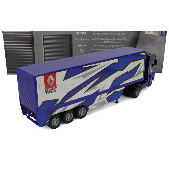 NEWRAY RENAULT MAGNUM AE500 TRUCK CASSONATO 2009 - BLUE WHITE BLACK 1/32