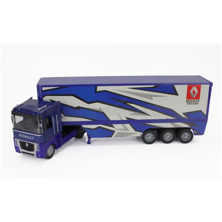 NEWRAY RENAULT MAGNUM AE500 TRUCK CASSONATO 2009 - BLUE WHITE BLACK 1/32