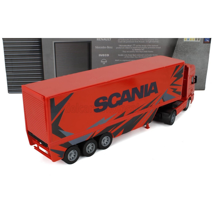 NEWRAY SCANIA R124/400 TRUCK CASSONATO 2000 - ORANGE BLACK 1/32