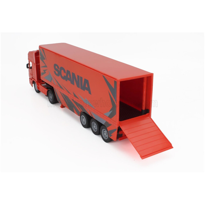 NEWRAY SCANIA R124/400 TRUCK CASSONATO 2000 - ORANGE BLACK 1/32