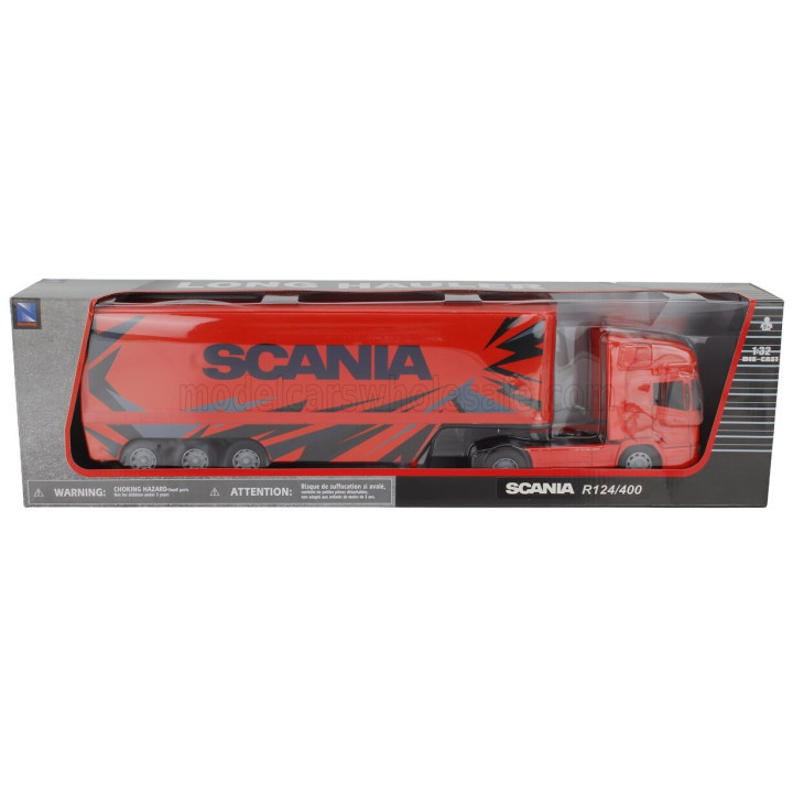 NEWRAY SCANIA R124/400 TRUCK CASSONATO 2000 - ORANGE BLACK 1/32