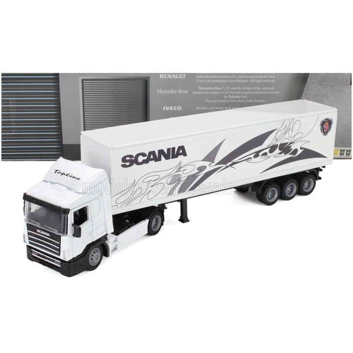 NEWRAY SCANIA R124/400 TRUCK CASSONATO 2000 - WHITE 1/43
