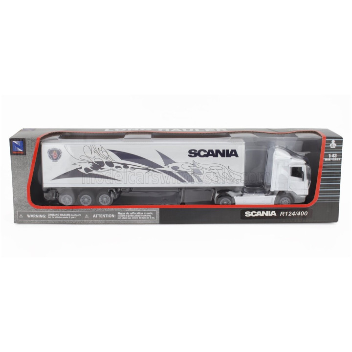 NEWRAY SCANIA R124/400 TRUCK CASSONATO 2000 - WHITE 1/43