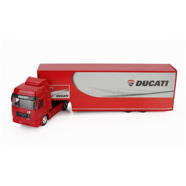 NEWRAY MAN F2000 TRUCK TEAM DUCATI CORSE BIKE TRANSPORTER 1995 - RED WHITE 1/43