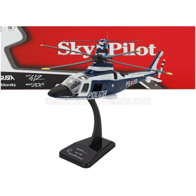 NEWRAY AGUSTA WESTLAND A109 POWER HELICOPTER POLIZIA - POLICE - BLUE WHITE 1/43