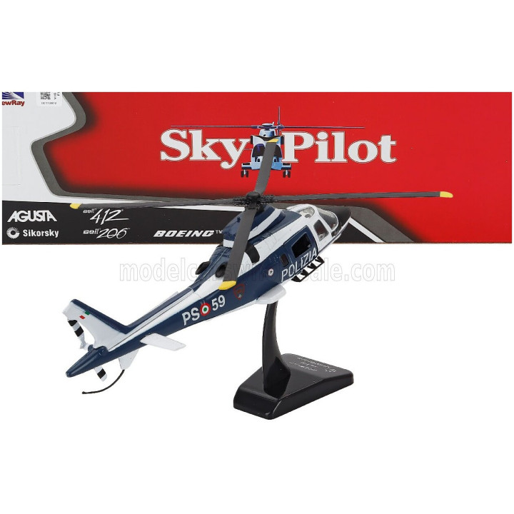 NEWRAY AGUSTA WESTLAND A109 POWER HELICOPTER POLIZIA - POLICE - BLUE WHITE 1/43