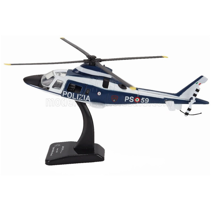 NEWRAY AGUSTA WESTLAND A109 POWER HELICOPTER POLIZIA - POLICE - BLUE WHITE 1/43