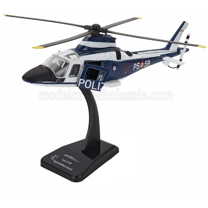 NEWRAY AGUSTA WESTLAND A109 POWER HELICOPTER POLIZIA - POLICE - BLUE WHITE 1/43