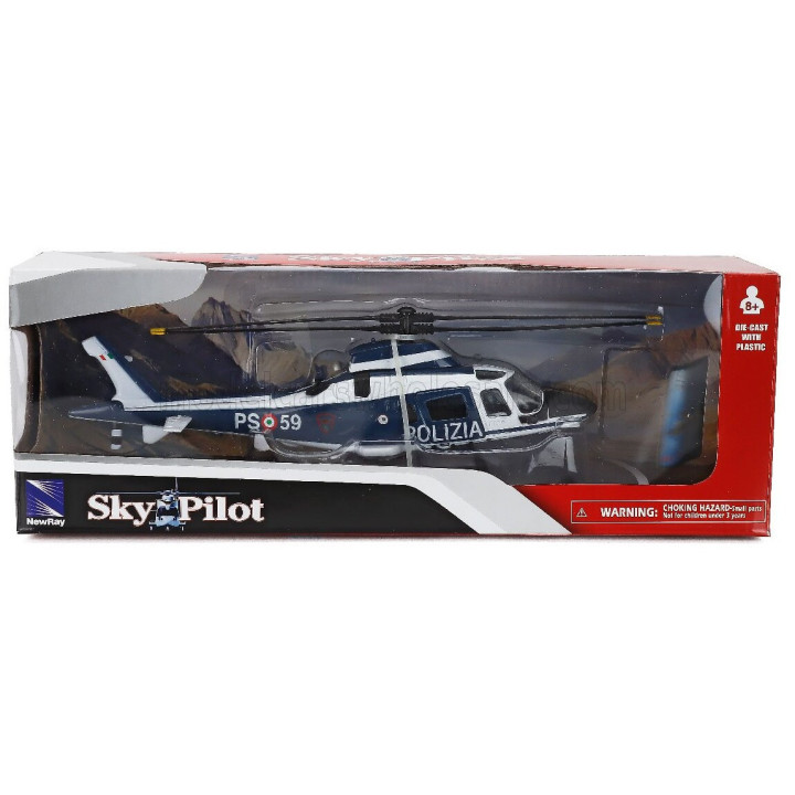 NEWRAY AGUSTA WESTLAND A109 POWER HELICOPTER POLIZIA - POLICE - BLUE WHITE 1/43