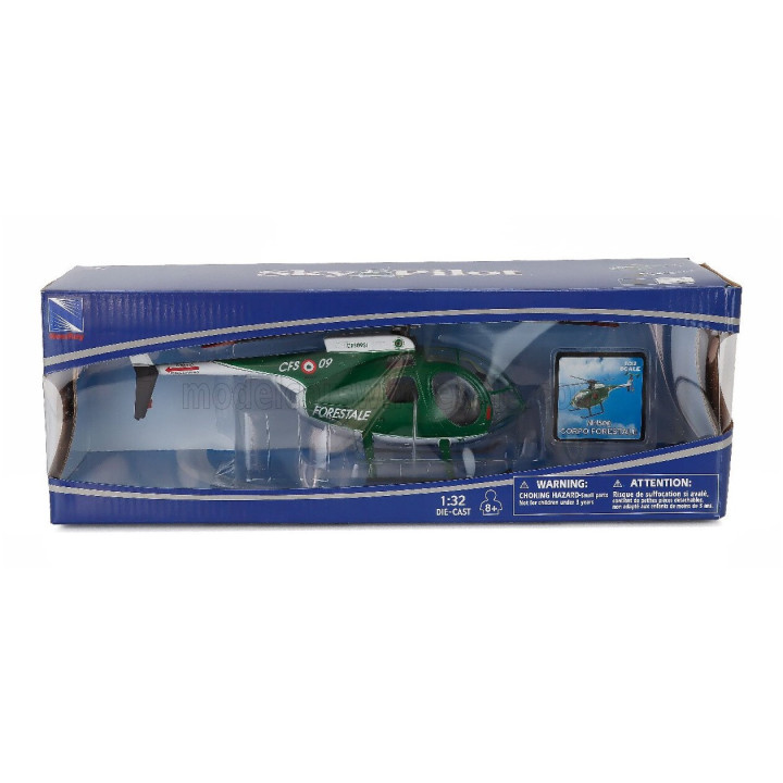 NEWRAY HUGHES NH500 CFS09 HELICOPTER CORPO FORESTALE - POLICE - GREEN WHITE 1/32