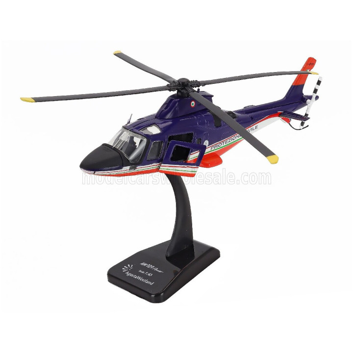 NEWRAY AGUSTA WESTLAND A109 POWER HELICOPTER PROTEZIONE CIVILE - BLUE WHITE RED 1/43