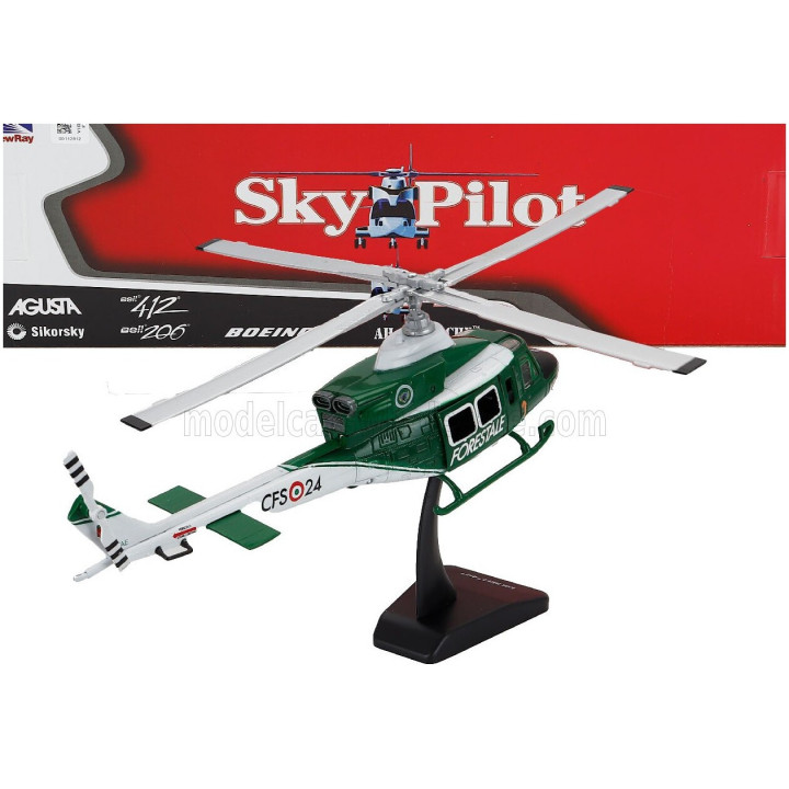 NEWRAY AGUSTA WESTLAND BELL AB412 HELICOPTER CORPO FORESTALE - POLICE - GREEN WHITE 1/48