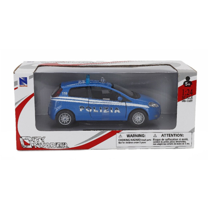 NEWRAY FIAT GRANDE PUNTO POLIZIA - POLICE 2006 - LIGHT BLUE WHITE 1/24