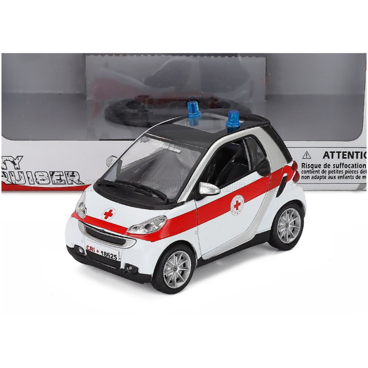 NEWRAY SMART II FORTWO C.R.I. CROCE ROSSA ITALIANA 2007 - WHITE RED 1/24
