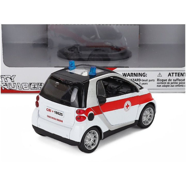 NEWRAY SMART II FORTWO C.R.I. CROCE ROSSA ITALIANA 2007 - WHITE RED 1/24