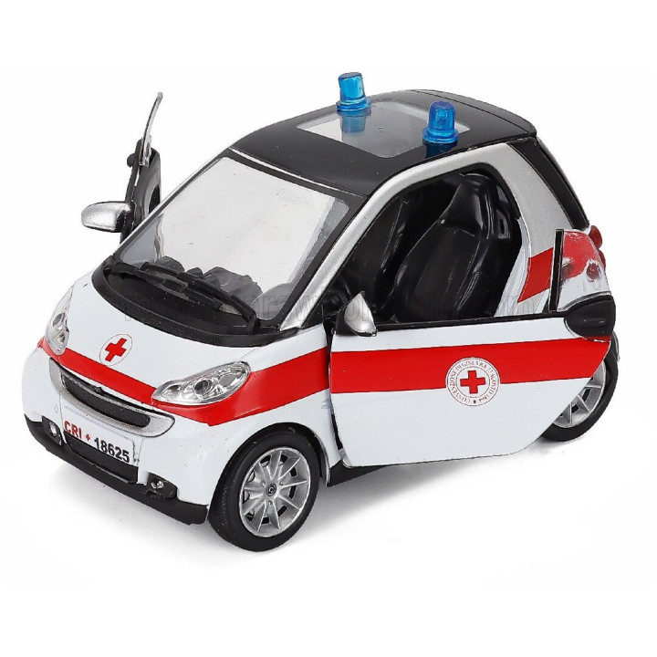 NEWRAY SMART II FORTWO C.R.I. CROCE ROSSA ITALIANA 2007 - WHITE RED 1/24