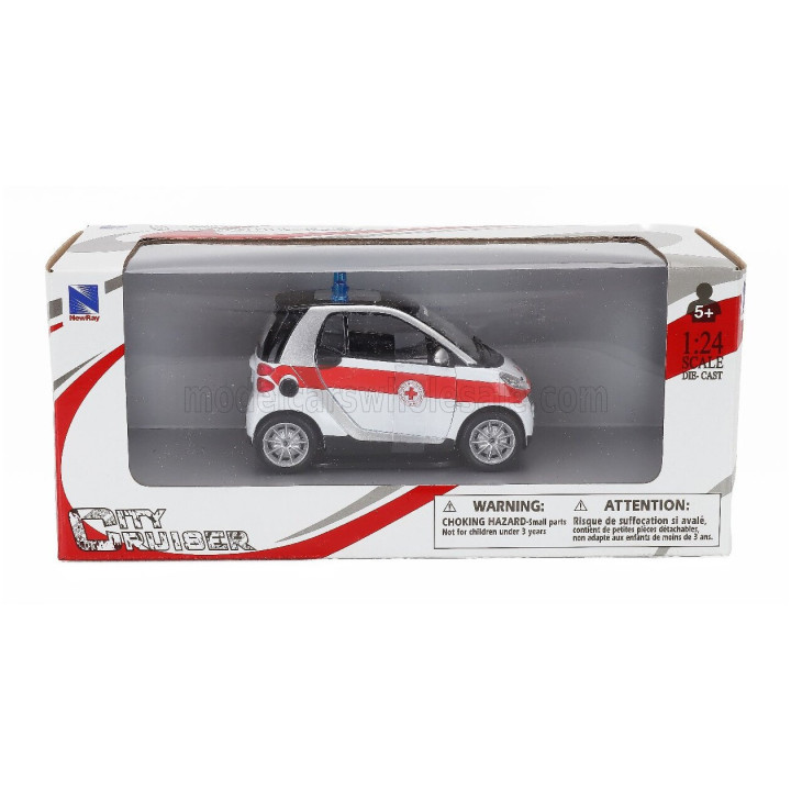 NEWRAY SMART II FORTWO C.R.I. CROCE ROSSA ITALIANA 2007 - WHITE RED 1/24