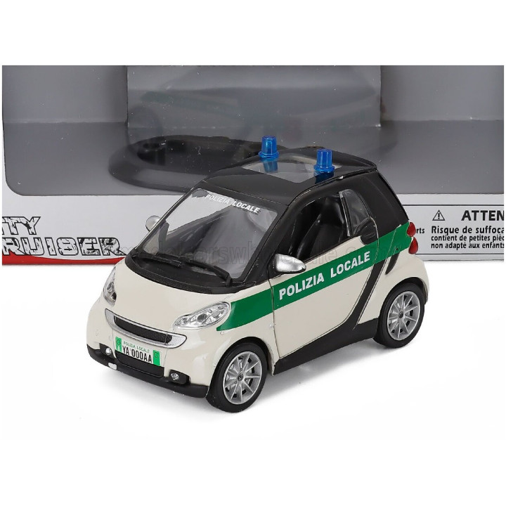 NEWRAY SMART II FORTWO POLIZIA LOCALE - POLICE 2007 - WHITE GREEN 1/24