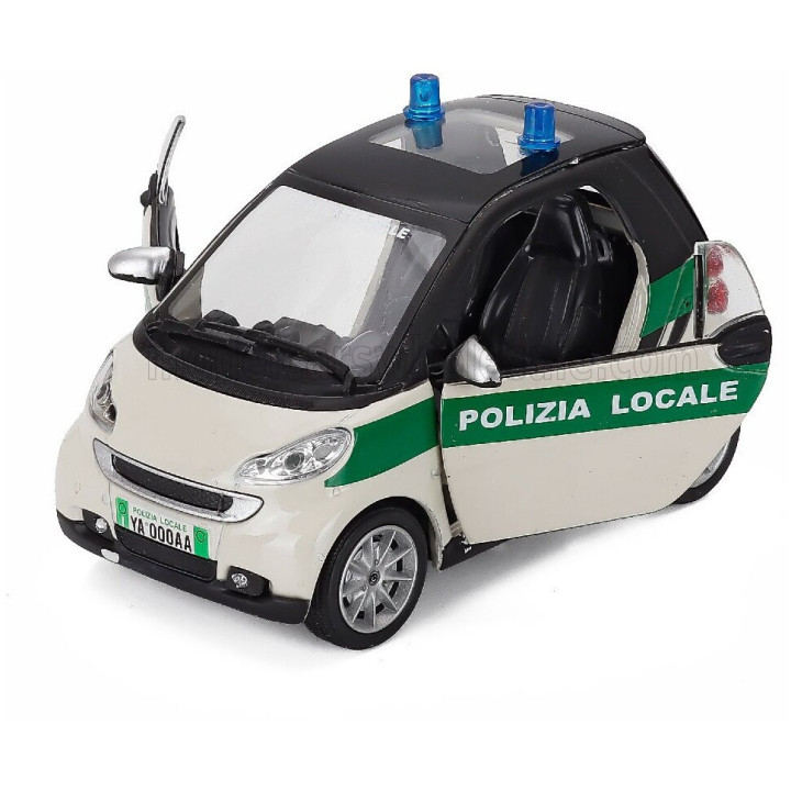 NEWRAY SMART II FORTWO POLIZIA LOCALE - POLICE 2007 - WHITE GREEN 1/24