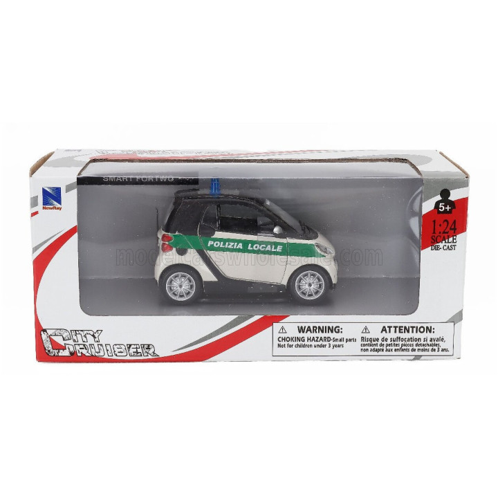 NEWRAY SMART II FORTWO POLIZIA LOCALE - POLICE 2007 - WHITE GREEN 1/24