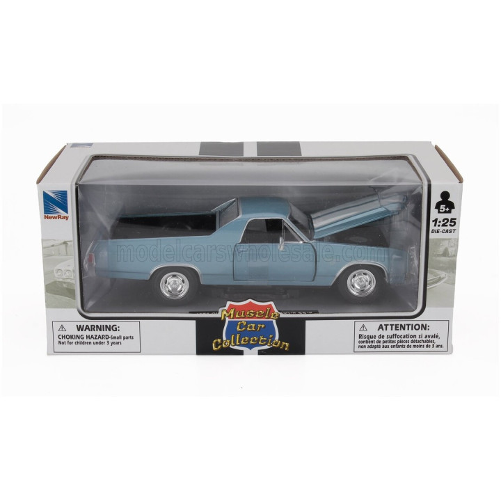 NEWRAY CHEVROLET EL CAMINO SS PICK-UP 1970 - LIGHT BLUE MET 1/24