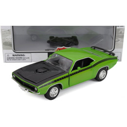NEWRAY PLYMOUTH CUDA COUPE 1970 - GREEN BLACK 1/24