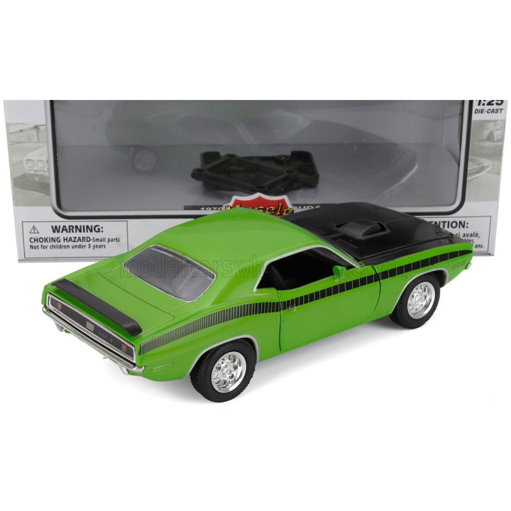 NEWRAY PLYMOUTH CUDA COUPE 1970 - GREEN BLACK 1/24