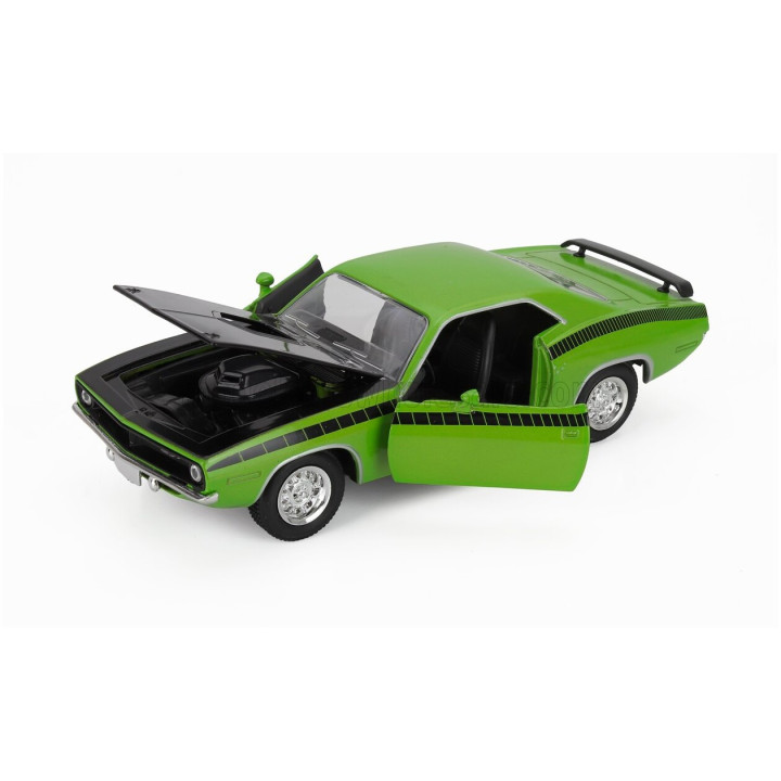 NEWRAY PLYMOUTH CUDA COUPE 1970 - GREEN BLACK 1/24