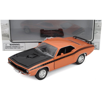 NEWRAY PLYMOUTH CUDA COUPE 1970 - ORANGE BLACK 1/24