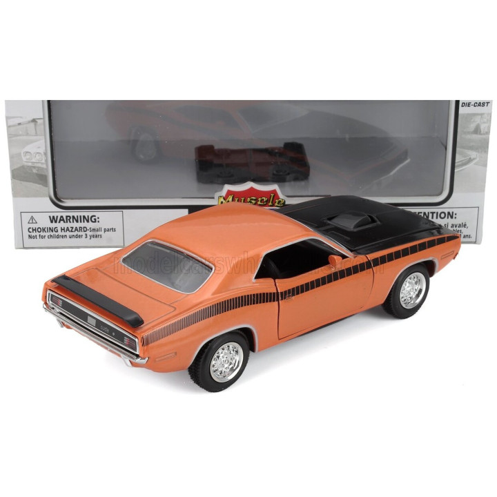NEWRAY PLYMOUTH CUDA COUPE 1970 - ORANGE BLACK 1/24