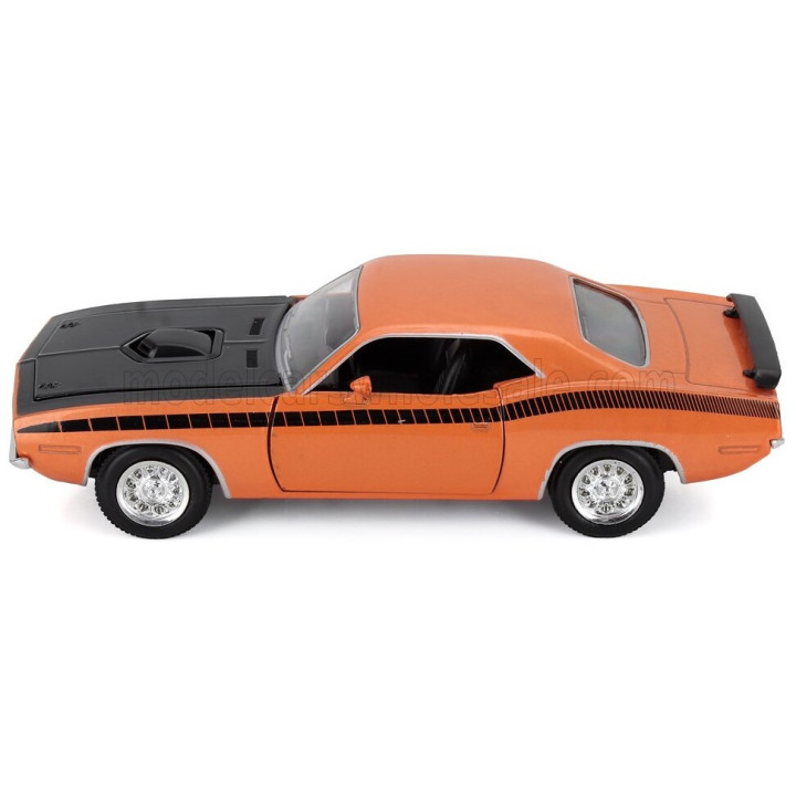 NEWRAY PLYMOUTH CUDA COUPE 1970 - ORANGE BLACK 1/24