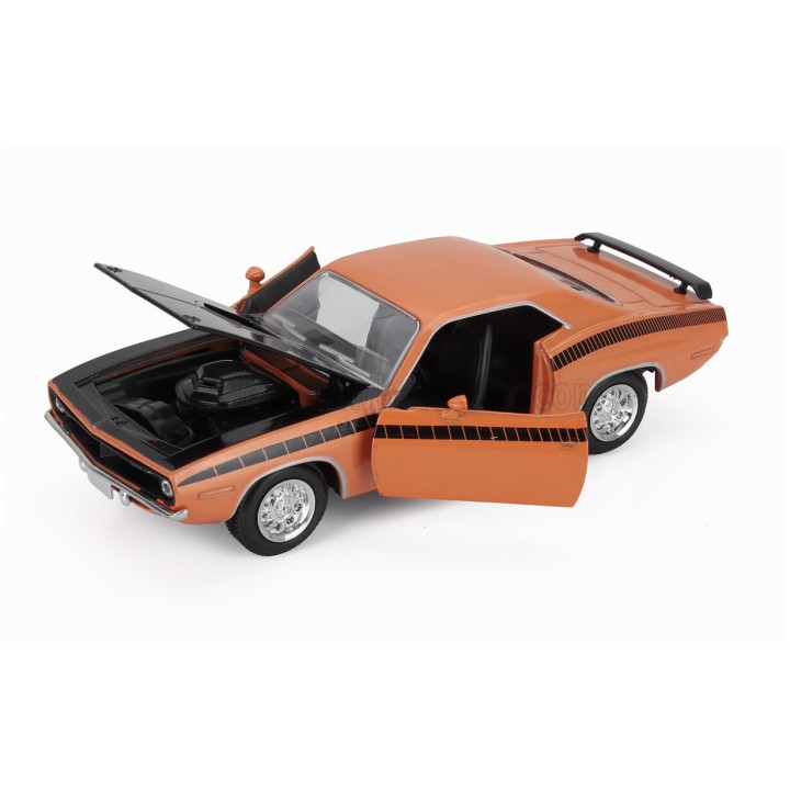 NEWRAY PLYMOUTH CUDA COUPE 1970 - ORANGE BLACK 1/24