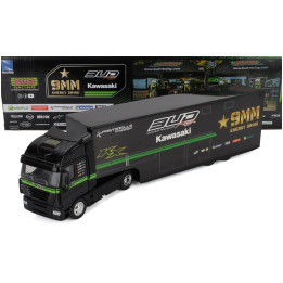 NEWRAY IVECO FIAT STRALIS 540 TRUCK TEAM KAWASAKI BUD RACING BIKE CROSS TRANSPORTER 2009 - BLACK 1/43