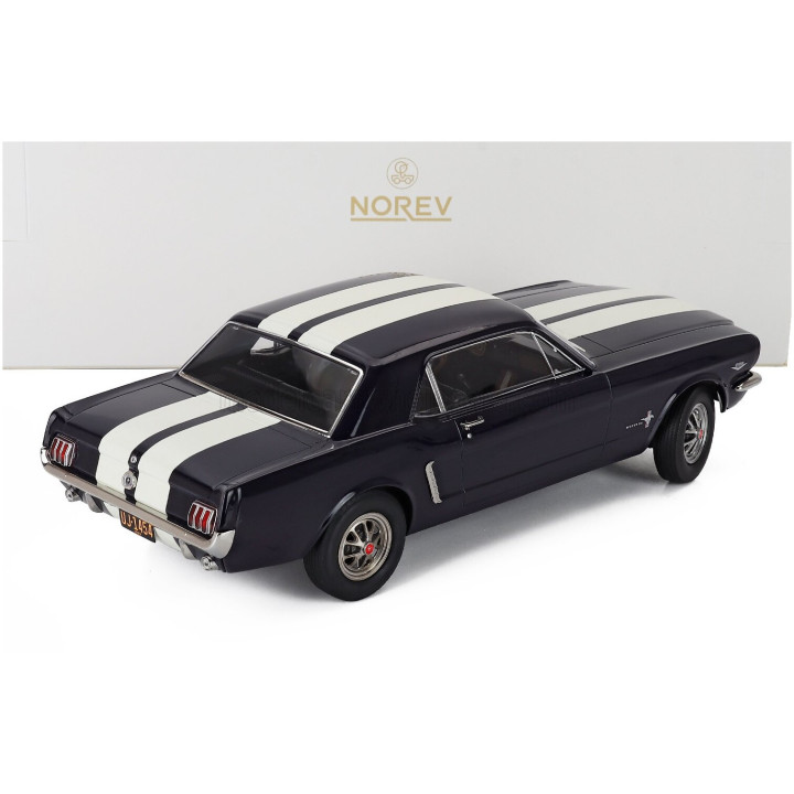 NOREV FORD USA MUSTANG COUPE HARD-TOP 1965 - BLUE WHITE 1/18