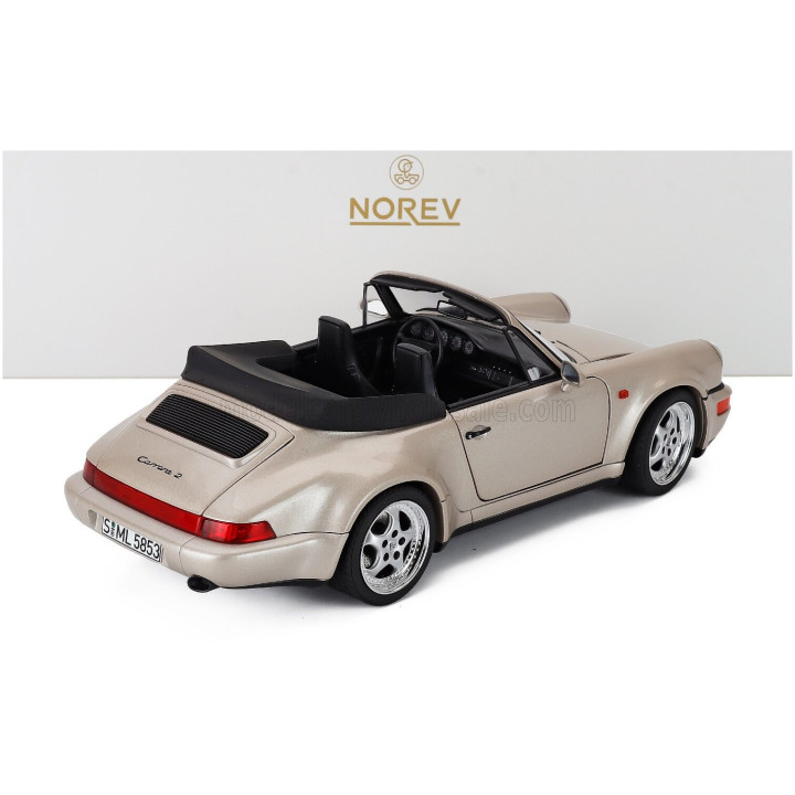 NOREV PORSCHE 911 964 TURBO LOOK CABRIOLET 1992 - SILVER 1/18