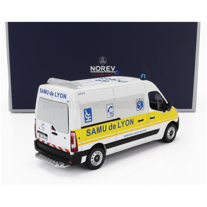 NOREV RENAULT MASTER VAN SAMU DE LYON AMBULANCE 2014 - WHITE YELLOW 1/43