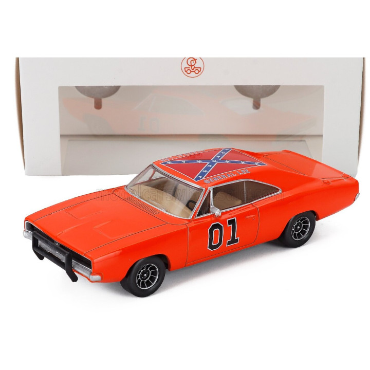 NOREV DODGE CHARGER N 01 COUPE 1969 - BEIGE INTERIOR - ORANGE 1/43