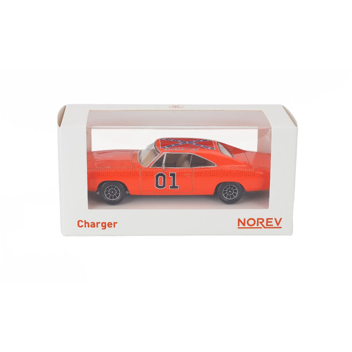 NOREV DODGE CHARGER N 01 COUPE 1969 - BEIGE INTERIOR - ORANGE 1/43