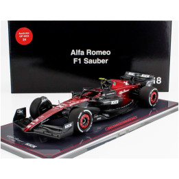 NZG ALFA ROMEO F1 C43 TEAM STAKE N 24 AUSTRALIAN GP 2023 ZHOU GUANYU - CON VETRINA - WITH SHOWCASE - BLACK RED 1/18