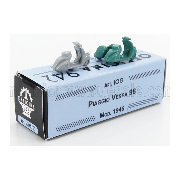 OFFICINA 942 PIAGGIO SET 2X VESPA 98 + VESPA 98 SIDECAR 1946 - LIGHT GREY GREEN 1/76