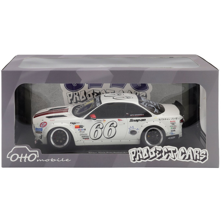 OTTO MOBILE NISSAN SILVIA (S14) N 66 BOSS ROCKET BUNNY 2024 - WHITE 1/18