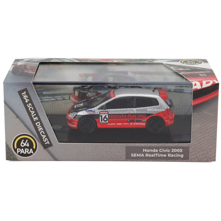 PARAGON MODELS HONDA CIVIC TEAM REALTIM RACING N 16 SEMA 2005 - RED SILVER BLACK 1/64