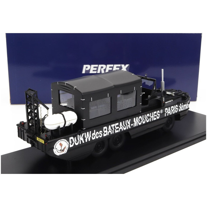 PERFEX GMC DUKW CCKW 353 TRUCK BOAT BATEAUX MOUCHES PARIS ANFIBIO GOMMATO 3-ASSI 1965 - BLACK 1/43